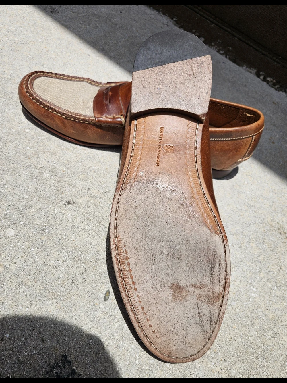 Martin Dingman Mens Shoes 12 M Brown Loafers Saddle Leather Pre-owned
